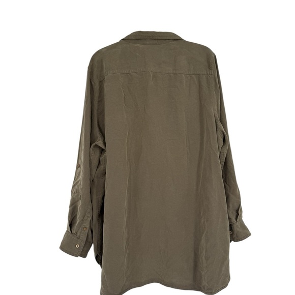 Babaton 2XL Utility Shirt Jacket Olive Green Tencel Lyocell Oversized Aritizia - Picture 3 of 13